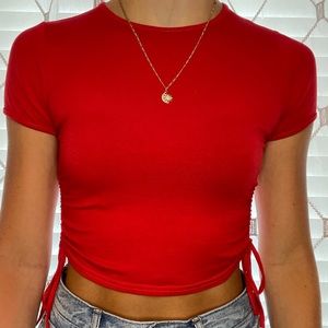Red adjustable ruched baby tee ❤️❤️